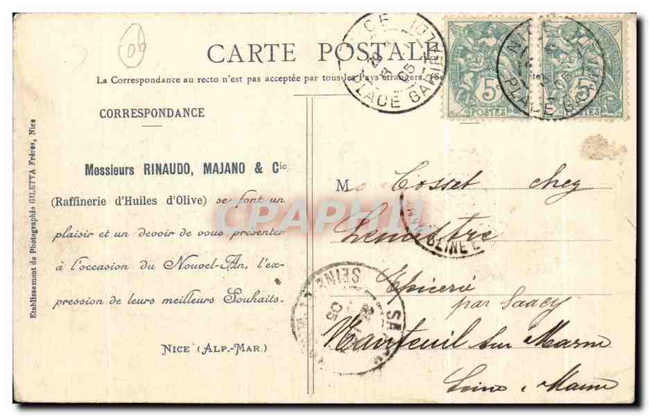 CPA Nice Vue Pvise du Chateau — Rückseite