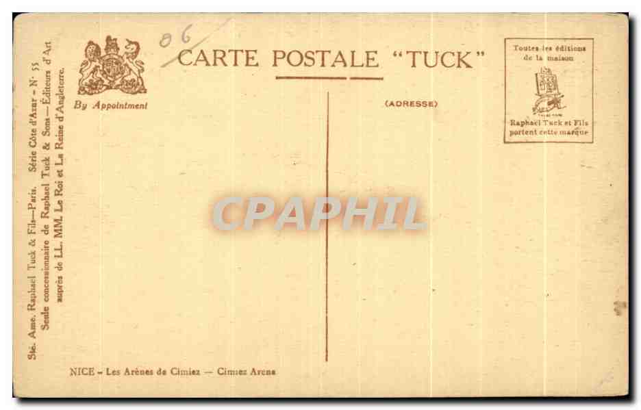 CPA Nice Les Areues da Cimiex Cimiex Arens — Rückseite