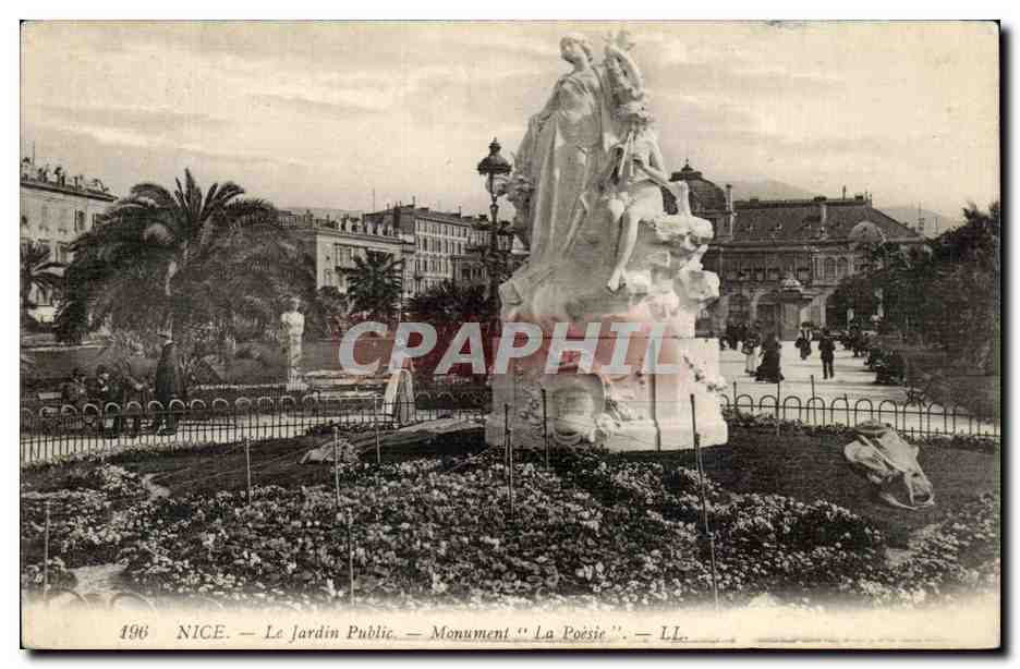 CPA Nice Le Jardin Public Monument La Poesic