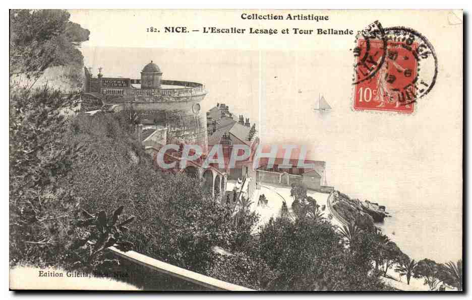 CPA Collection Artistique Nice L Escalier Lesage et Tour Bellande