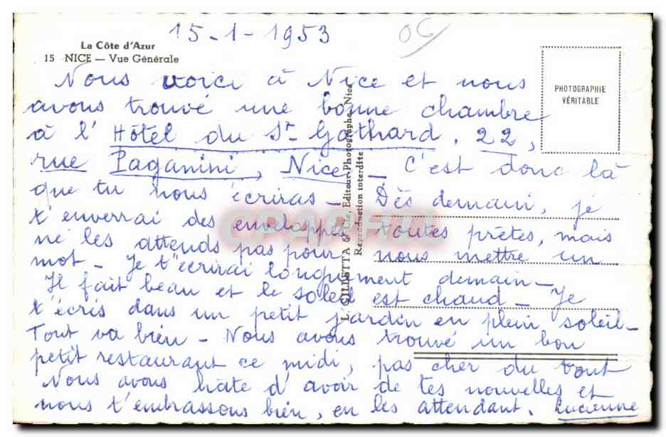 CPA Cote d Azur Nice Vue Generale — Rückseite