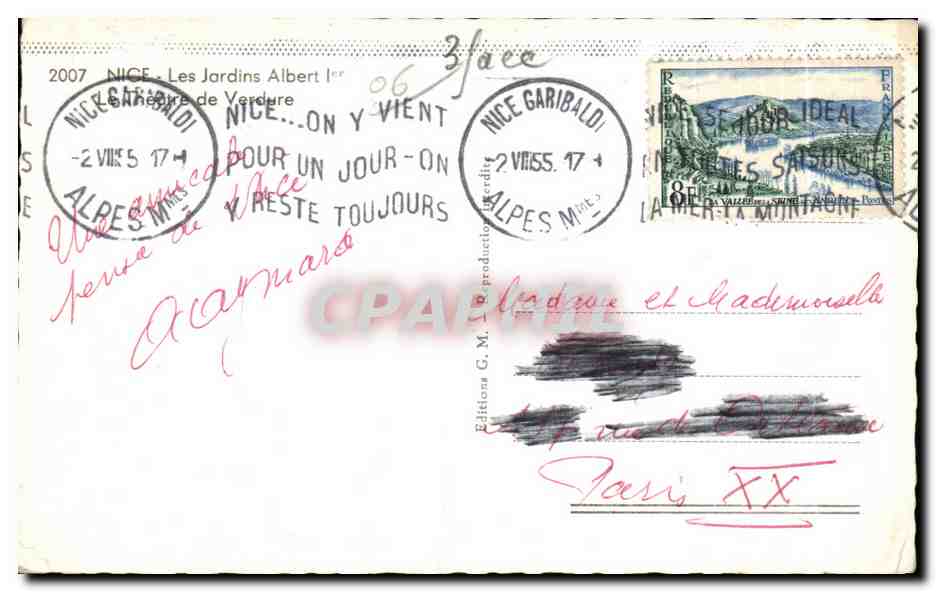 CPA Nice Les Jardins Albert 1er Theatre de Verdure — Rückseite
