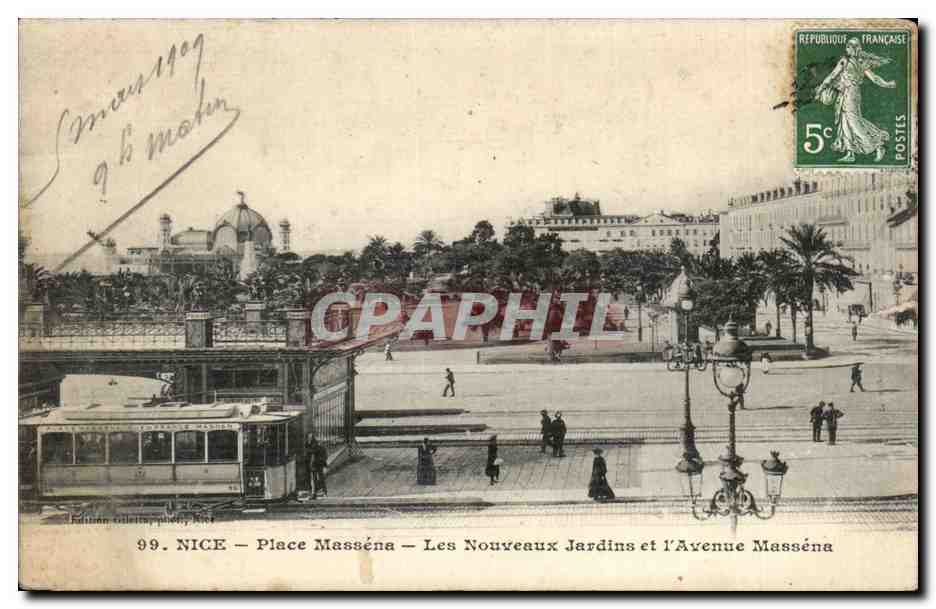 CPA Nice Place Massena Les Nouveaux Jardins et I Avenue Massena