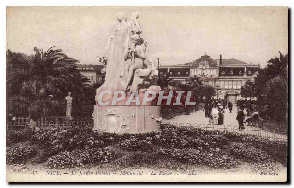 CPA Nice Le Jardin Public Monument La Poesie