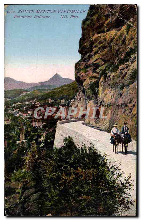 CPA Route Menton Vintimille Frontiere Italienne Ane Donkey