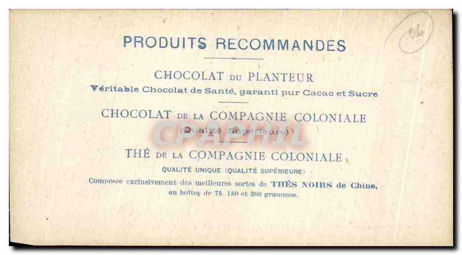CPA Menton Le Pont Saint Louis Publicite Chocolat the de la compagnie coloniale  — Rückseite