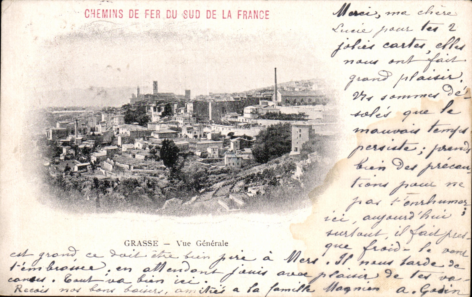 CPA Chemins de fer sud de la France Grasse Vue Generale