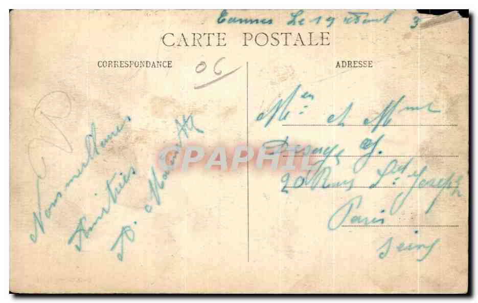 CPA Cannes Le Casino Vue prise de la Jetee Edouard Vll — Rückseite