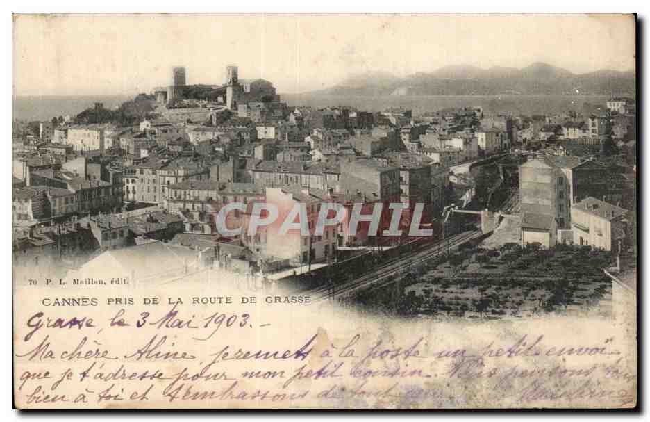 CPA Cannes pris de la route de grasse