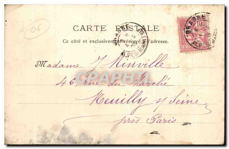CPA Cannes pris de la route de grasse — Rückseite