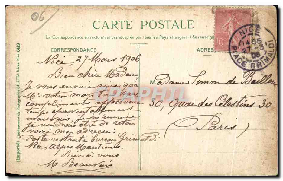 CPA Cannes Vieux Chateau St Honorat ile de Lerins — Verso