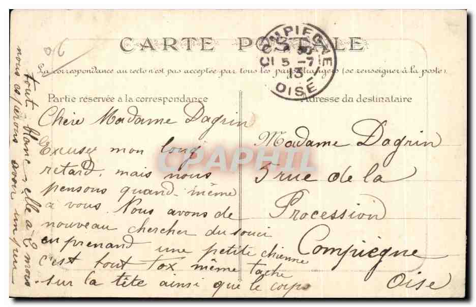 CPA Cannes Boulevard de la Croisette et le Mont Chevalier — Rückseite