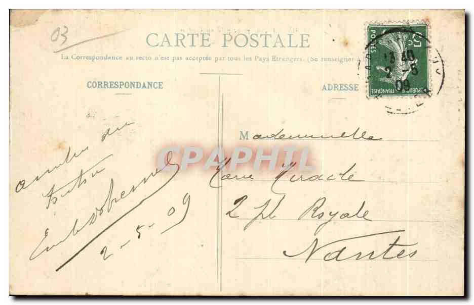 CPA Vichy Facde principale du Casino — Verso