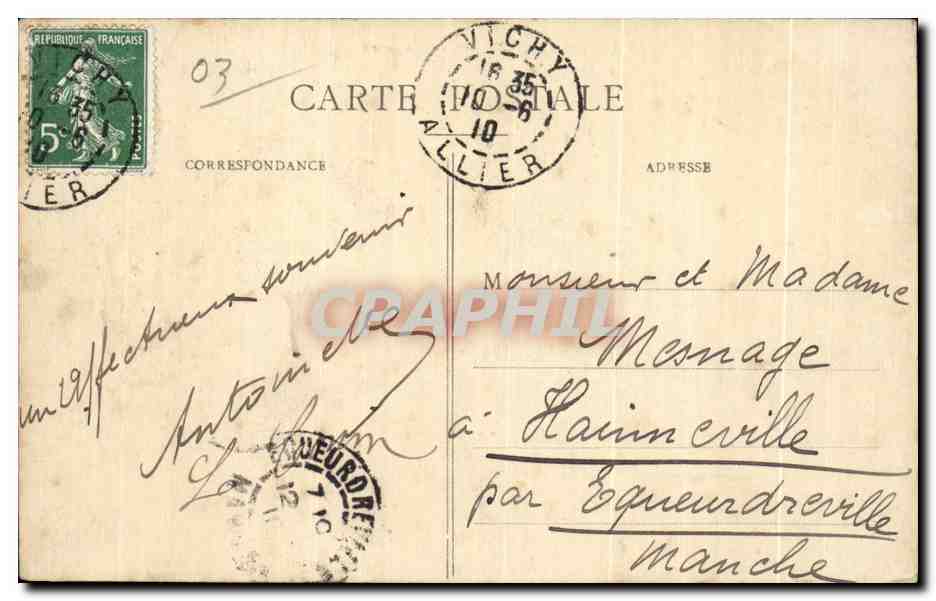 CPA Vichy Orangerie du Parc des Celestins — Verso