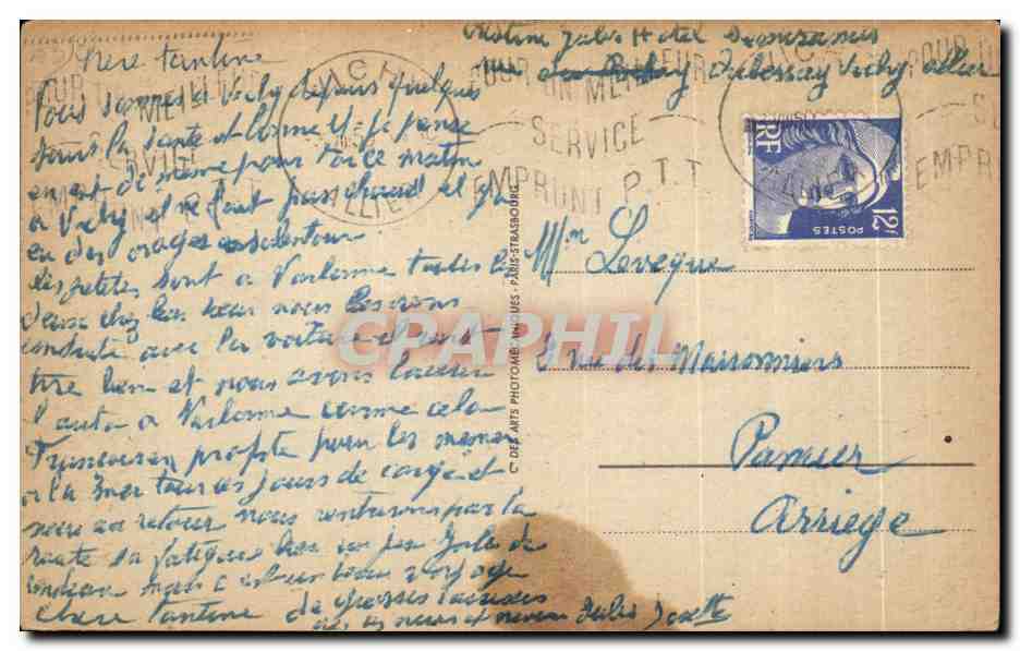 Vichy — Le Parc du Casino et les Hôtels — Photo aérienne, Pinson, n° 282 — Verso