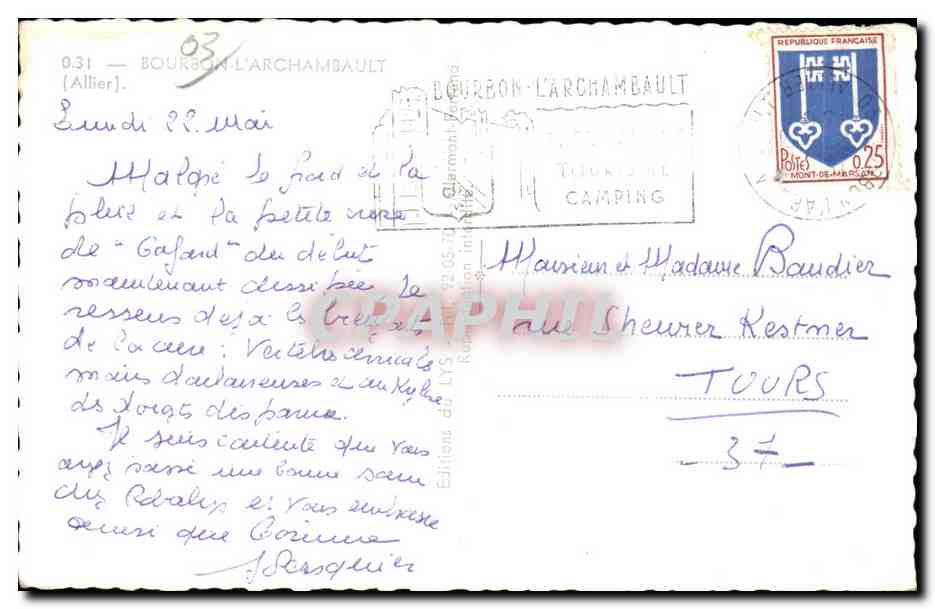 CPA Bourbon L Archambault Le Chateau — Verso