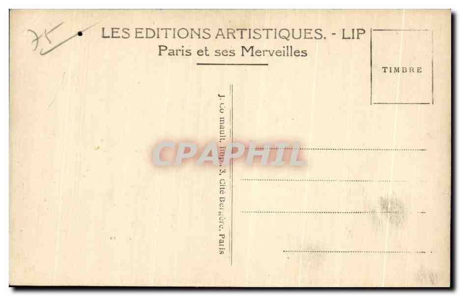 CPA Paris Le Square Lamartine — Rückseite