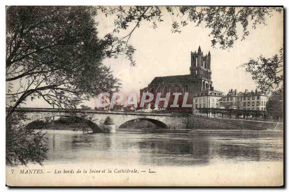 Mantes-la-Jolie — Les bords de la Srine et la Cathédrale — éditeur non visible