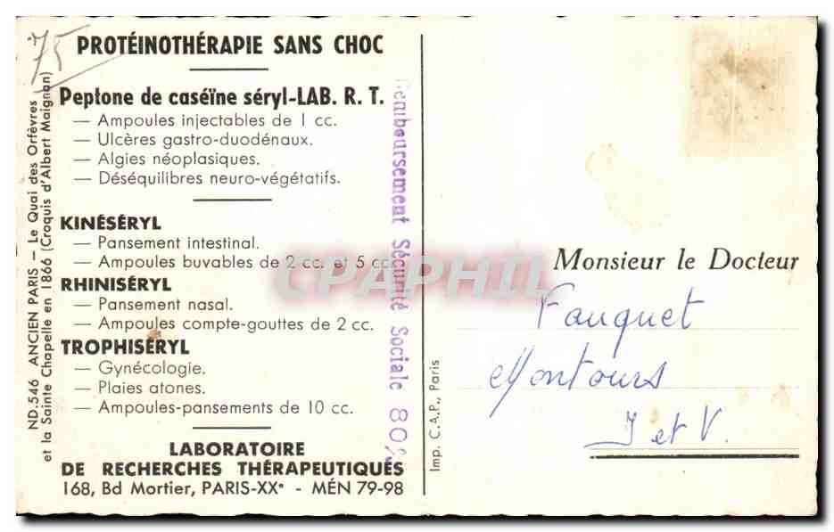 CPSM Ancien Paris Le Quai des Orfevres — Rückseite