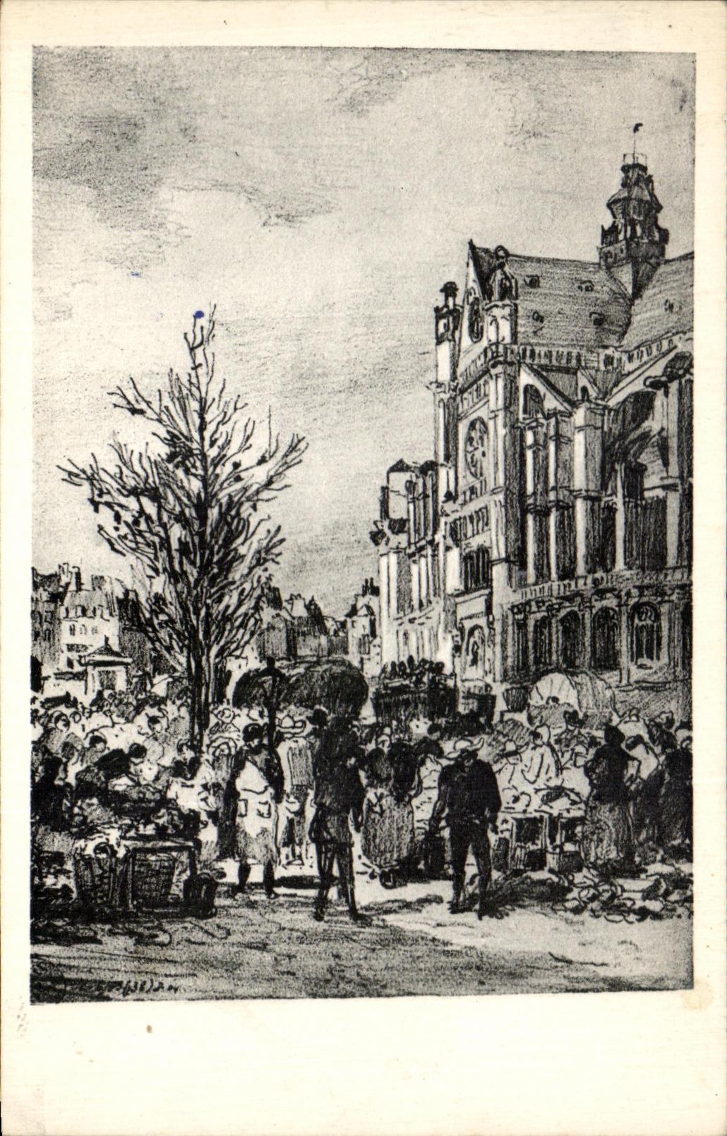 CPSM Ancien Paris Le Carreau des Halles et St Eustache