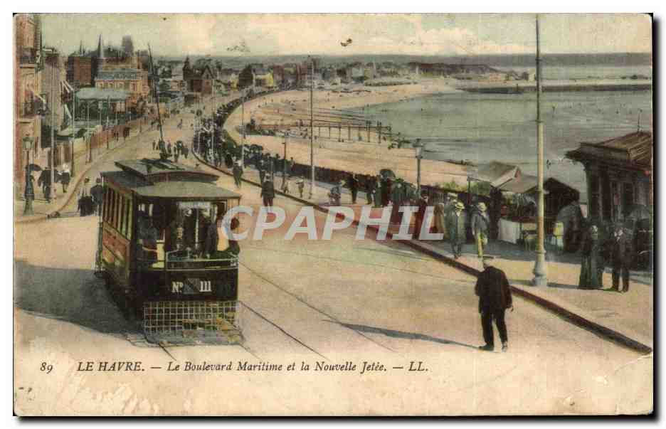 CPA Le Havre Le Boulevard Maritime et la Nouvelle Jetee ramway