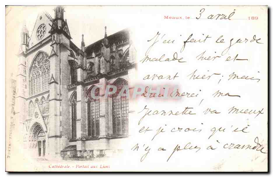 Meaux - Cathédrale - Portail aux Lions — Éditeur : L. BONNETABLE - N° de série : 44