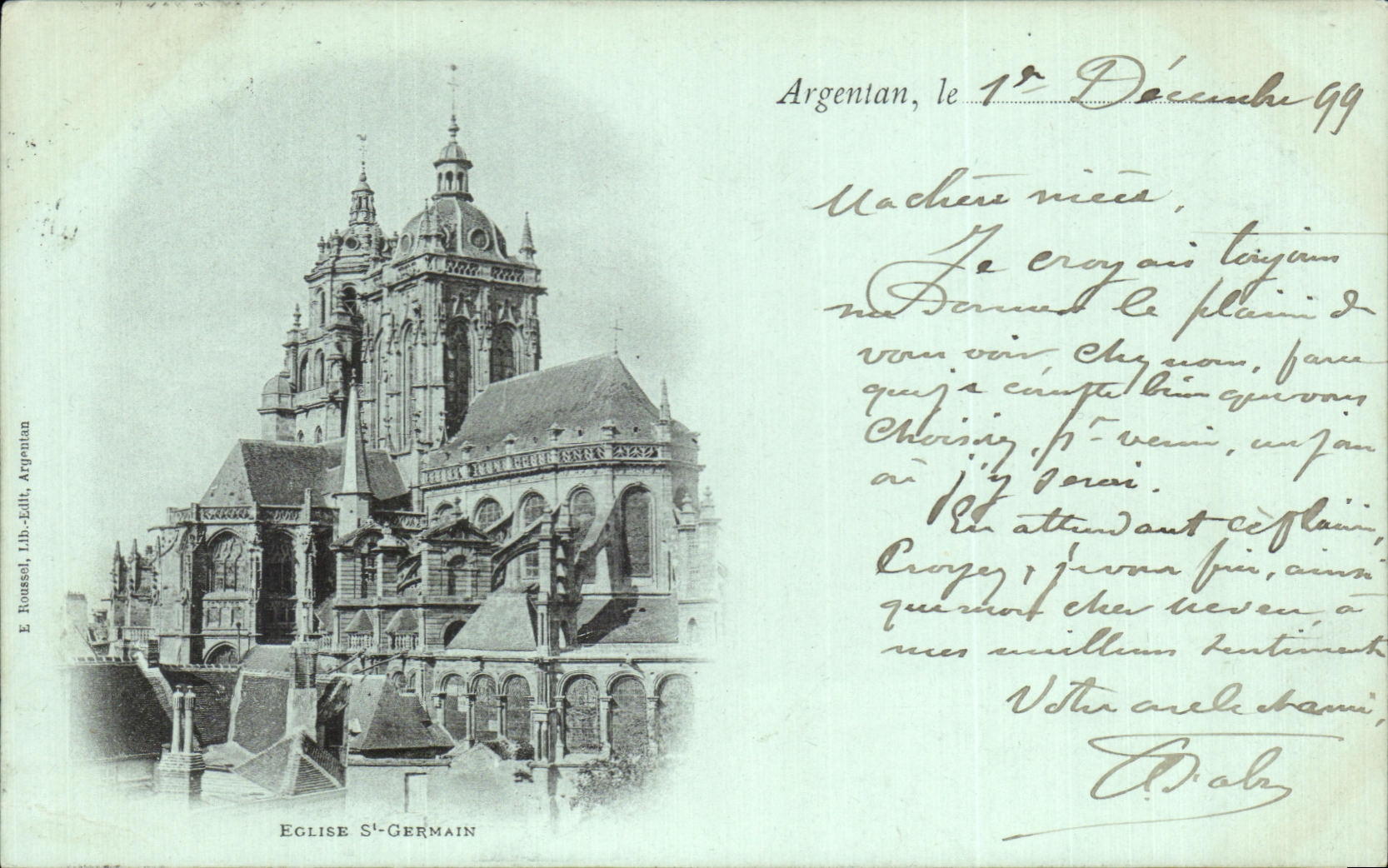 CPA Eglise St Germain Argentan carte 1899
