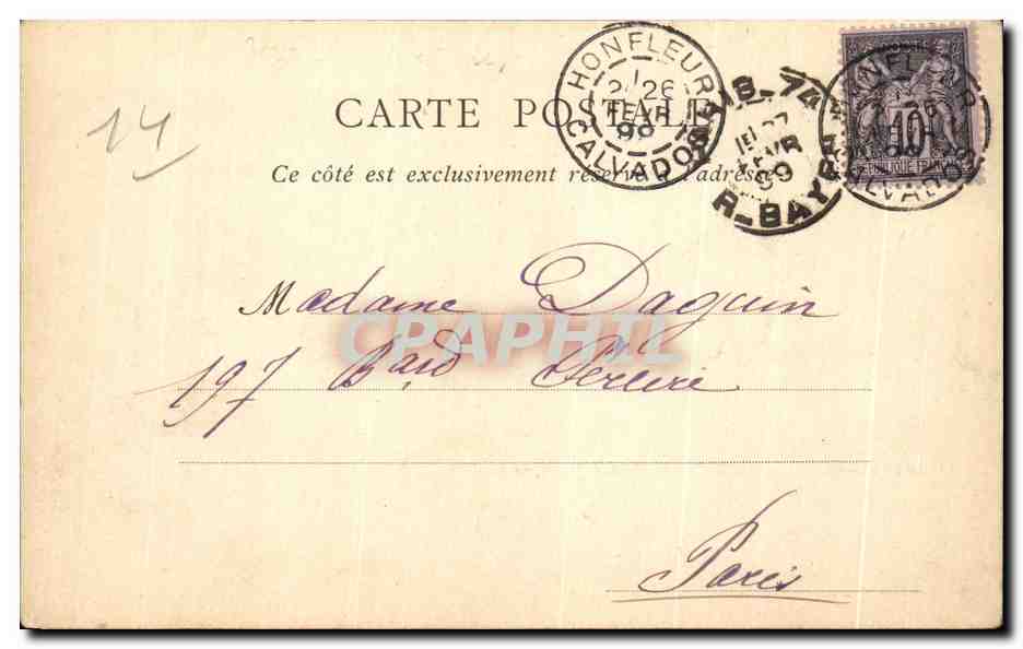 CPA Honfleur Le Calvaire et la Chapelle de Grace carte 1899 — Rückseite