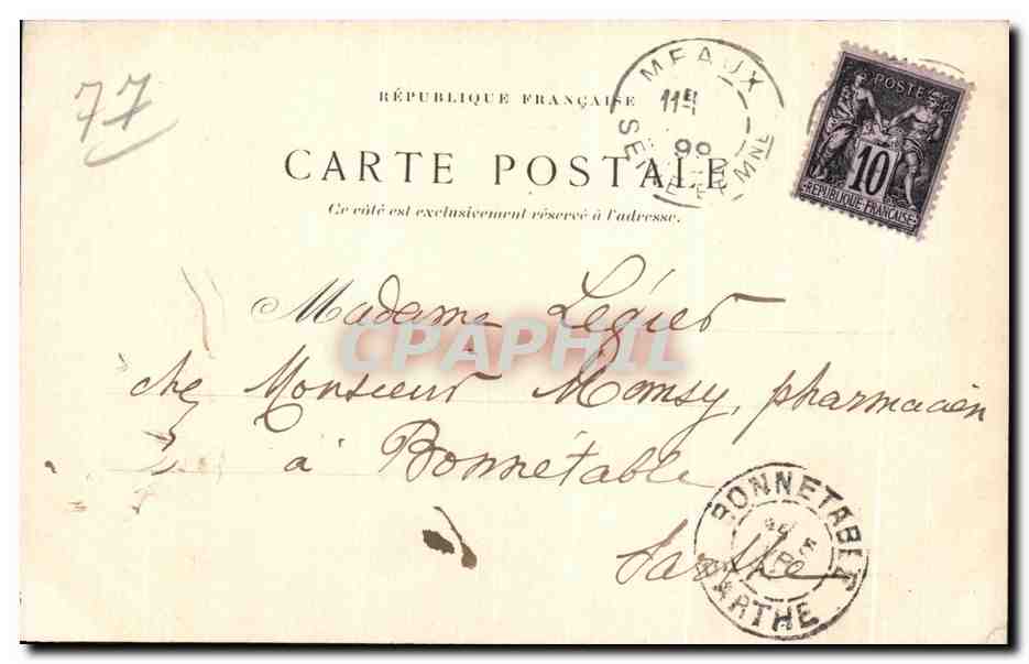 Meaux - Les Trois Portails — éditeur Housset-Meaux, n° de série non visible — Verso