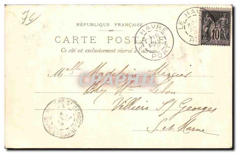 CPA Dieppe La Plage carte 1899 — Verso