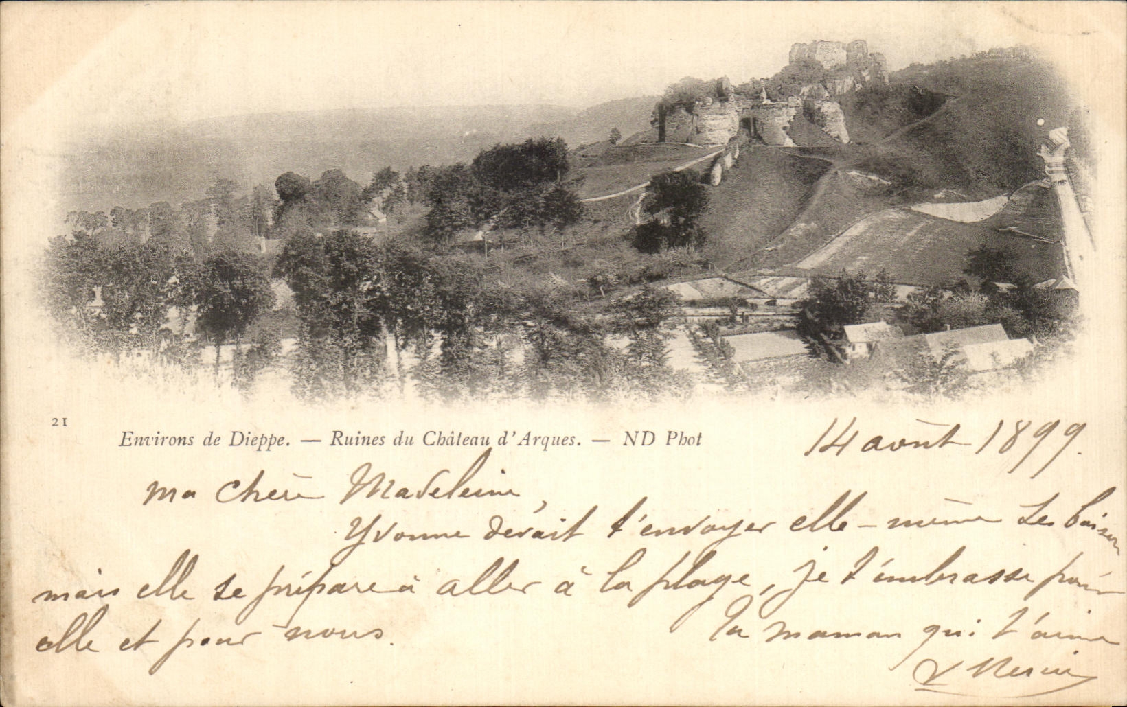 CPA Environs de Dieppe Ruines du Chateau d Arques carte 1899