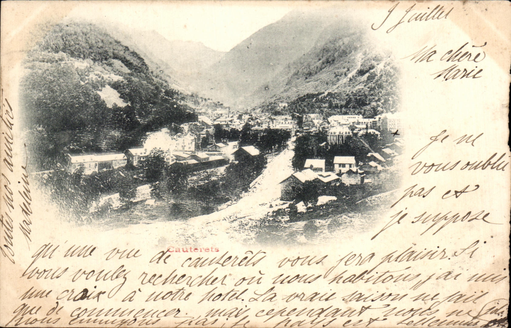 CPA Cauterets carte 1899