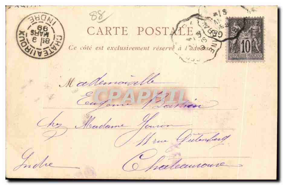 CPA Environs de Gerardmer Le Lac de Longemer carte 1899 — Rückseite