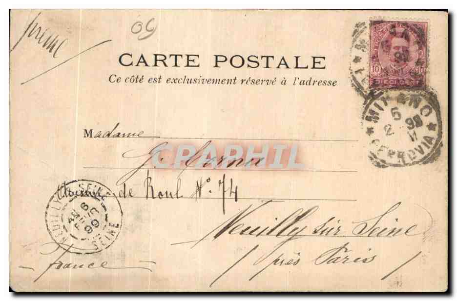 CPA Monte Carlo Le Casino carte 1899 — Rückseite