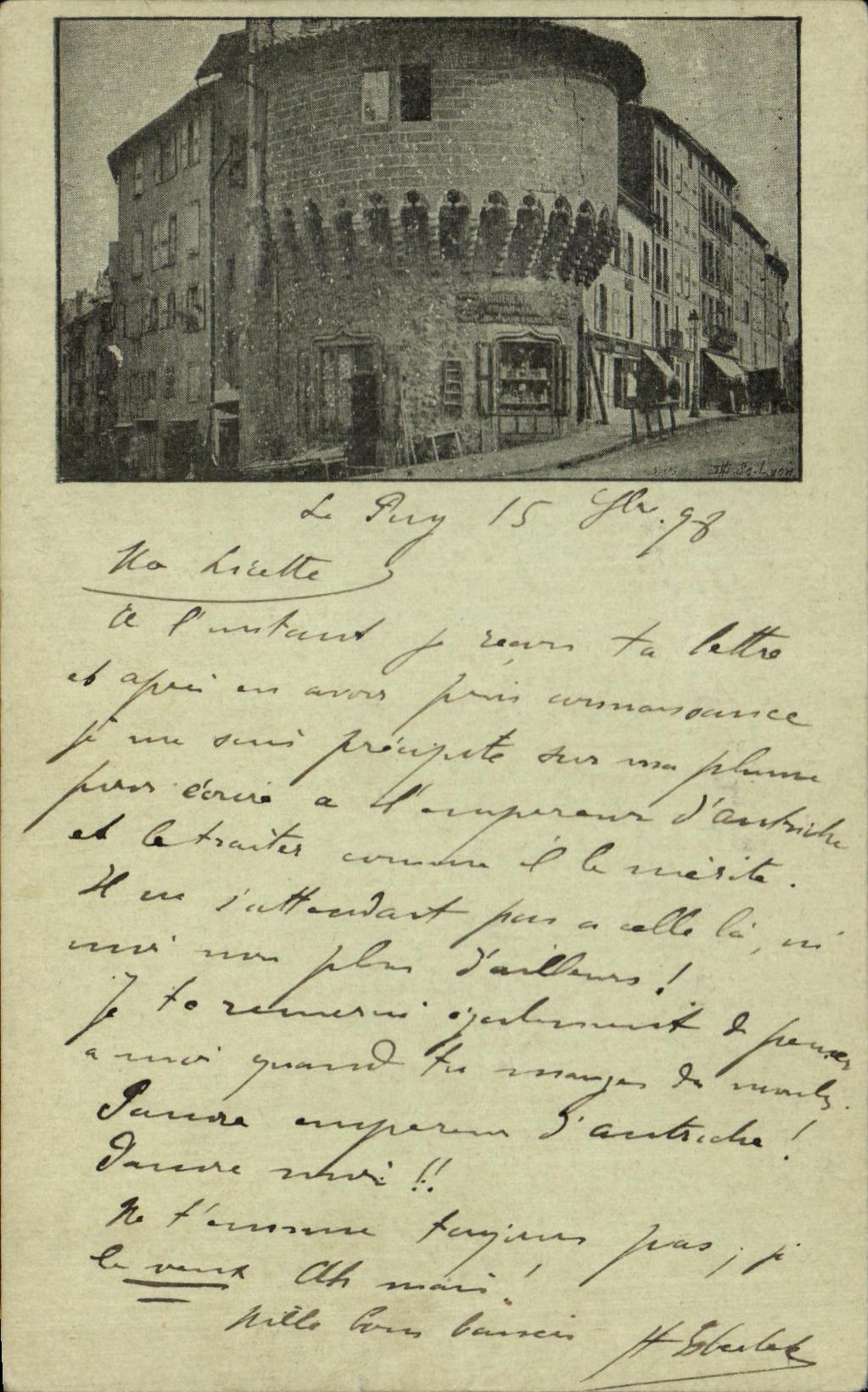 CPA Le Puy Carte 1898 caret precurseur 
