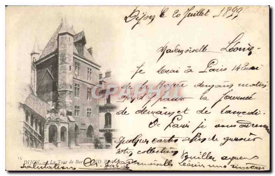 CPA Dijon La Tour de Bar carte 1899