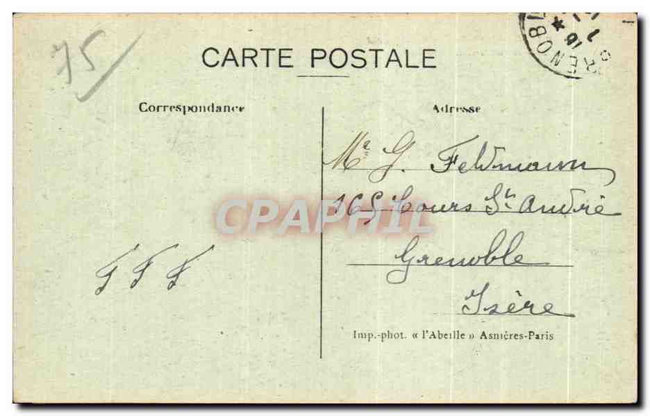 CPA Paris Parc des Buttes Chaumont Le Pont suspendu et le Belevedere — Verso