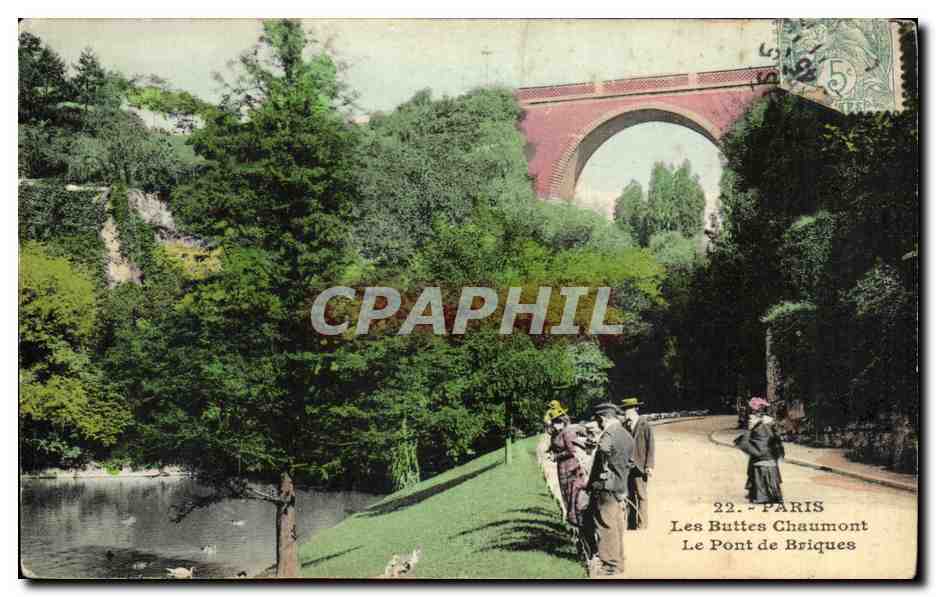 CPA Paris Les Buttes Chaumont Le Pont de Briques