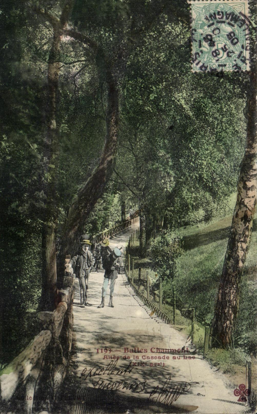 CPA Buttes Chaumont Allee de la Cascade au lac Enfants