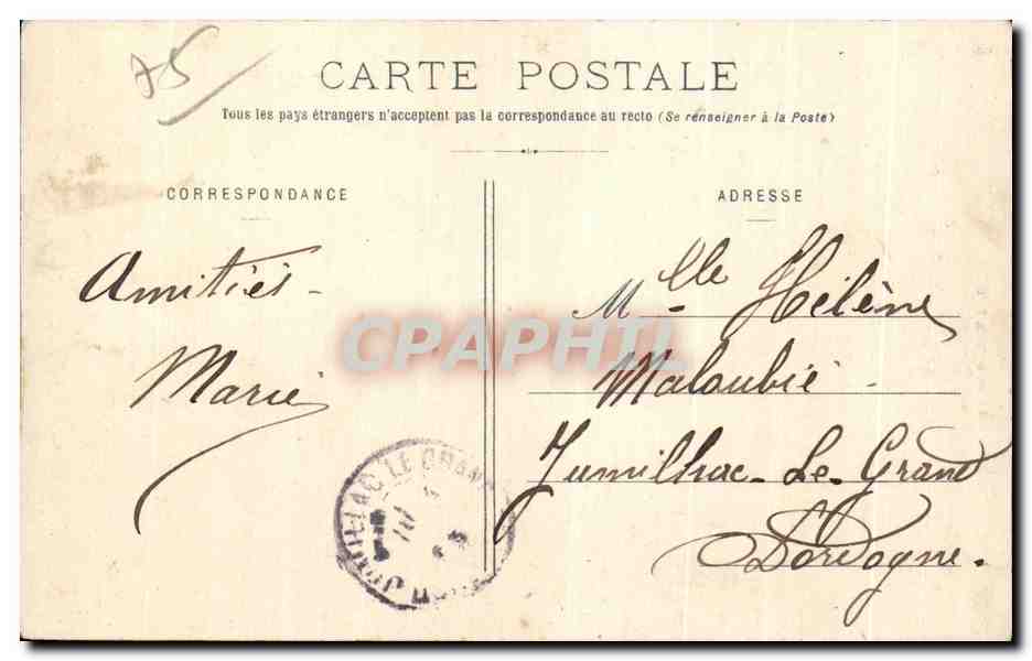 CPA Paris Buttes Chaumont Pont Suspendu et le Belvedere — Rückseite