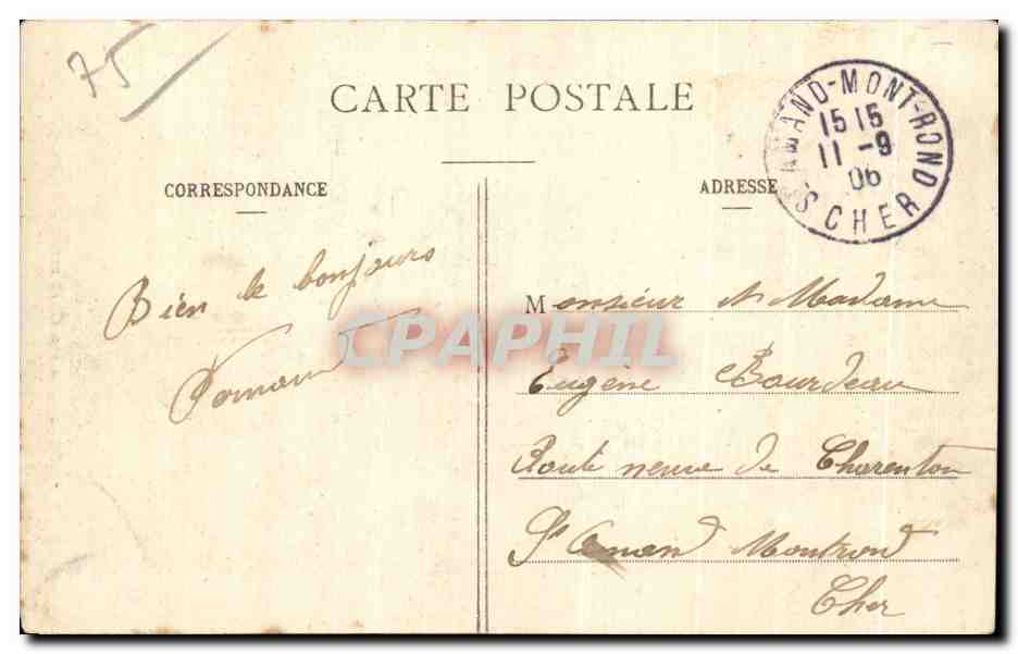 CPA Paris Buttes Chaumont Le Rocher — Rückseite
