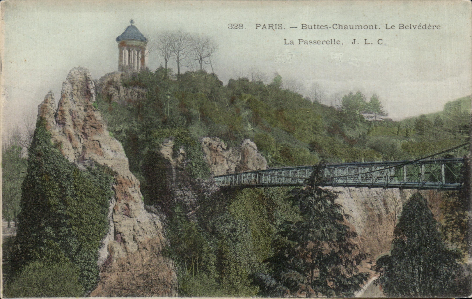 CPA Paris Buttes Chaumont Le Belvedere La Passerelle