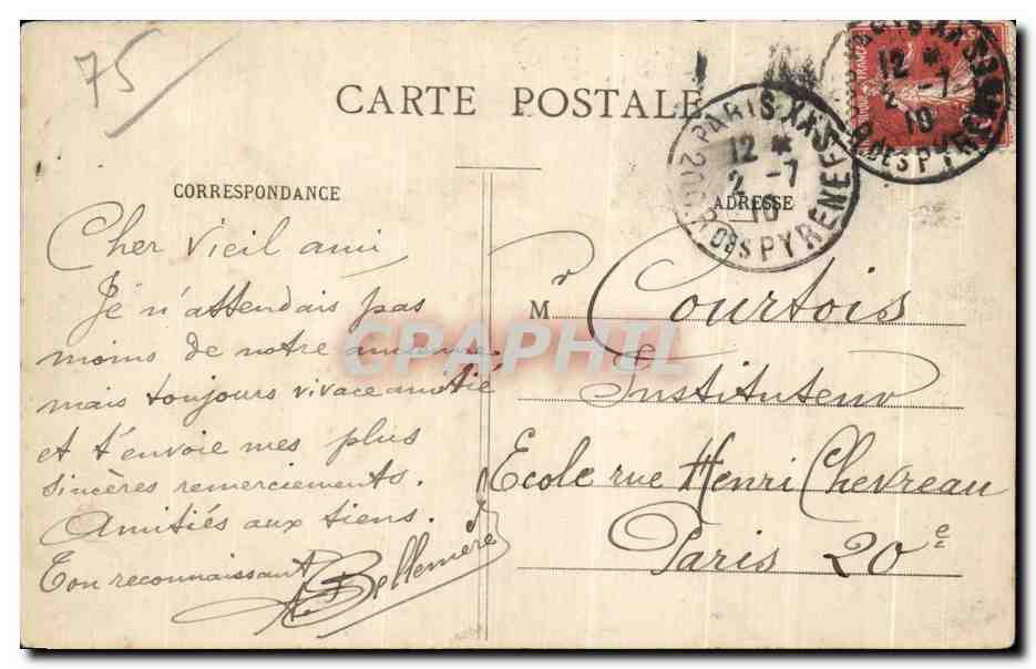 CPA Paris Buttes Chaumont Vue generale Mairie — Rückseite