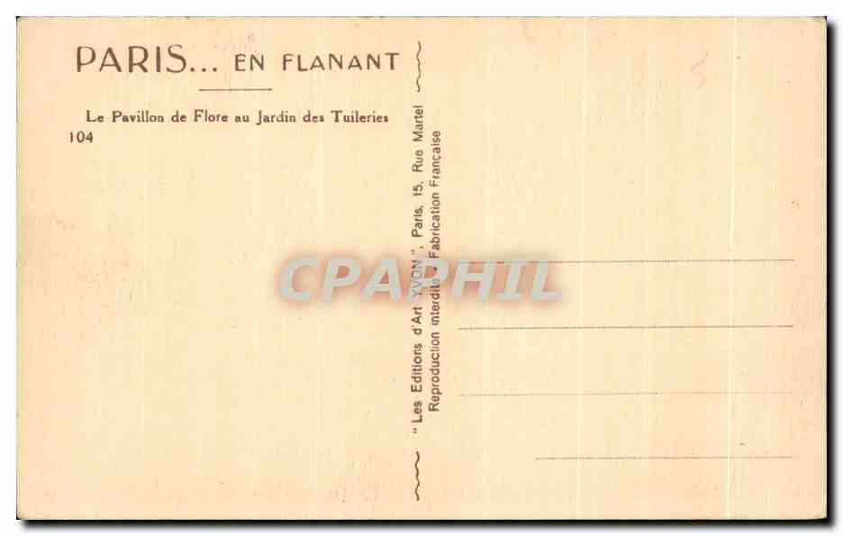 CPA La Pavillon de Flore au Jardin des Tuileries Louvre — Verso