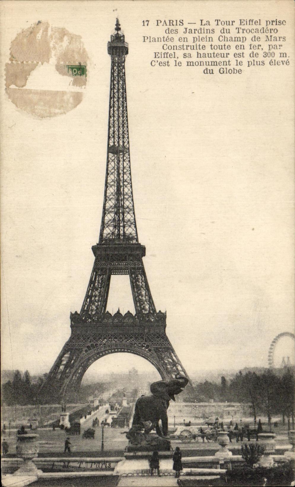 CPA Paris La Tour Eiffel Prise des Jardins du Trocadero Rhinoceros