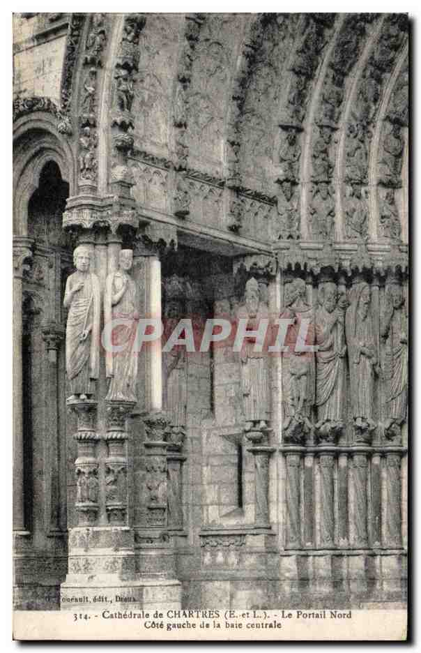 CPA Cathedrale de Chartres Le Portail Nord Cote gauche de la baie centrale