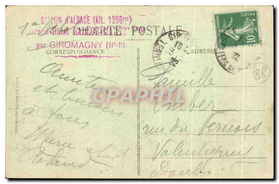 Ballon d'Alsace — Statue de Jeanne d'Arc (alt. 1.242m) — Édition E. Mayer, 43, Faub. de France, Belfort — Rückseite