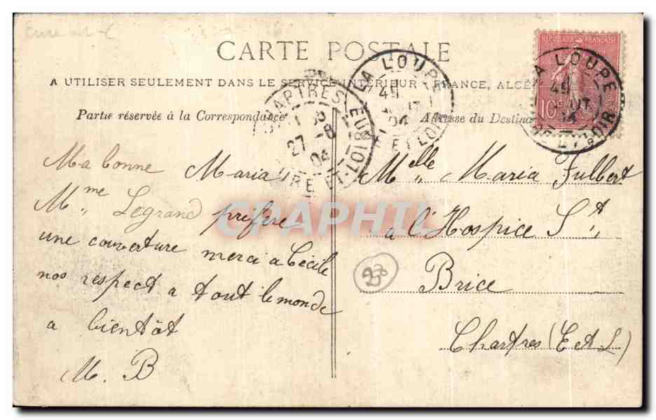 La Normandie — L'Église de La Loupe — Éditeur A. Loupe, n° de série 'La C.P.A.' — Verso