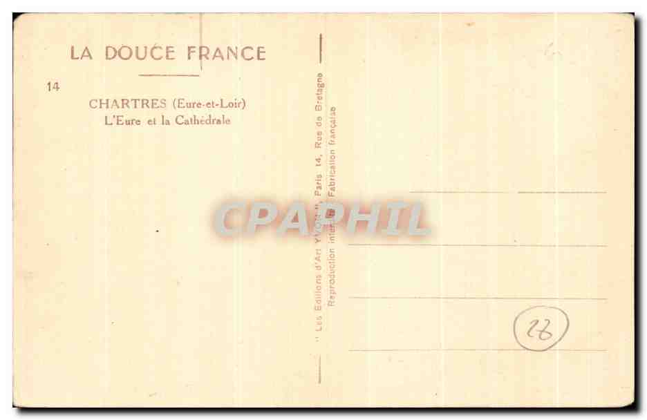 CPA Chartres L Eure et la Cathedrale — Rückseite