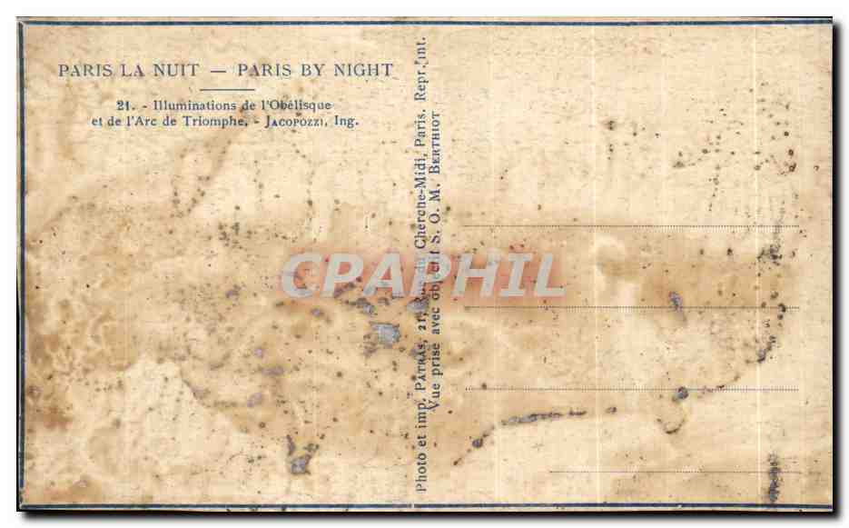 CPA Paris La Nuit llluminations de l Odelisque — Rückseite